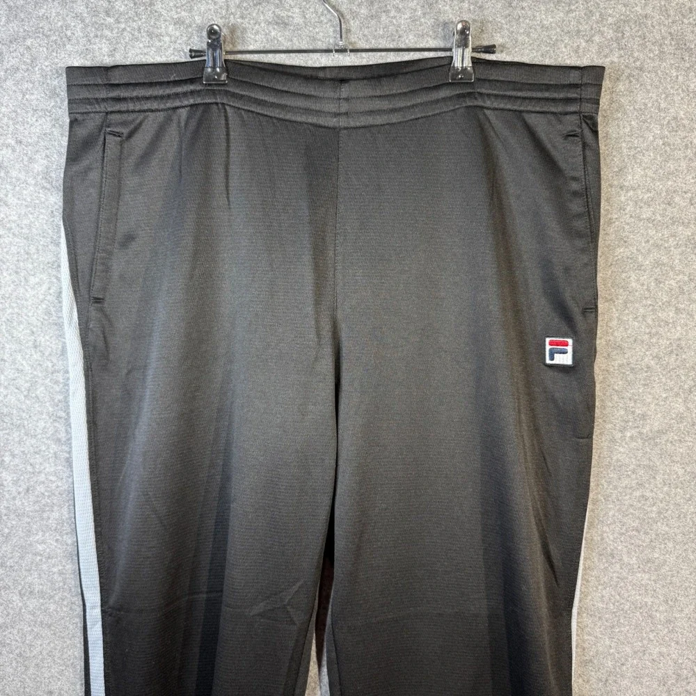 Fila Men's‎ Black Athletic Track Pants with White Stripe Side Size 3XL